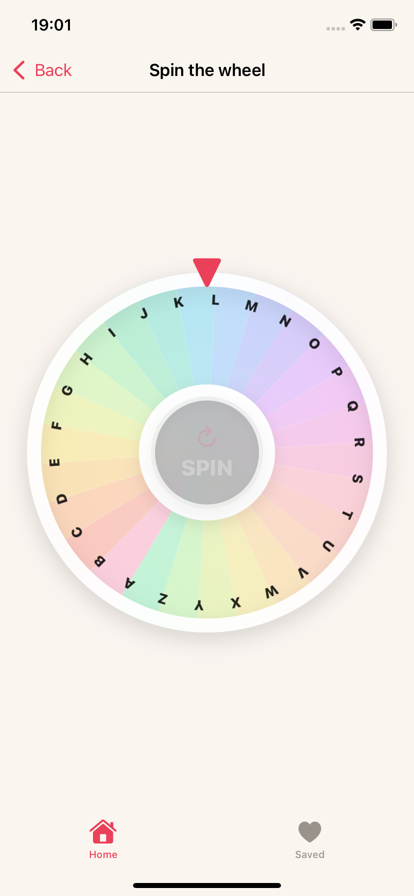 Activity Roulette spin wheel