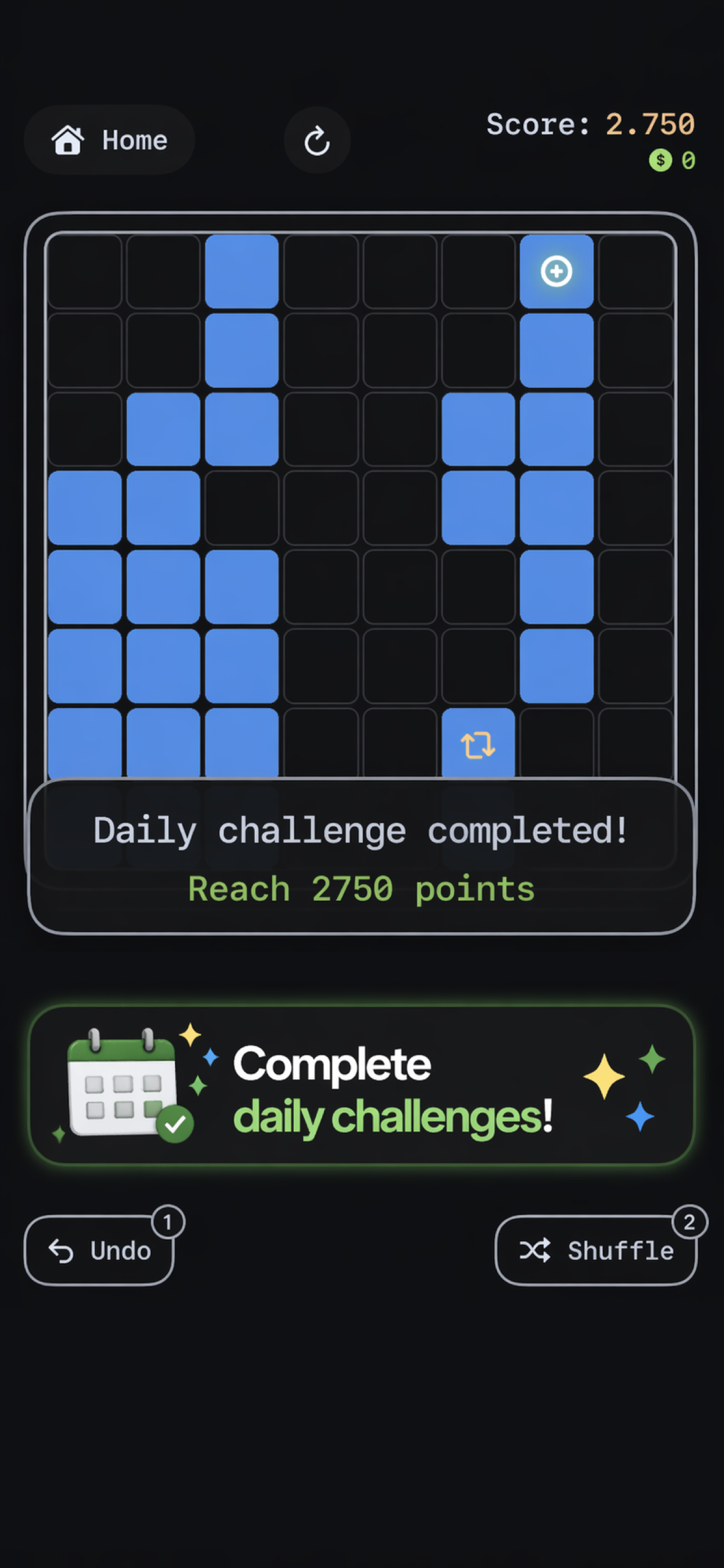 TapBlox! daily challenge screen