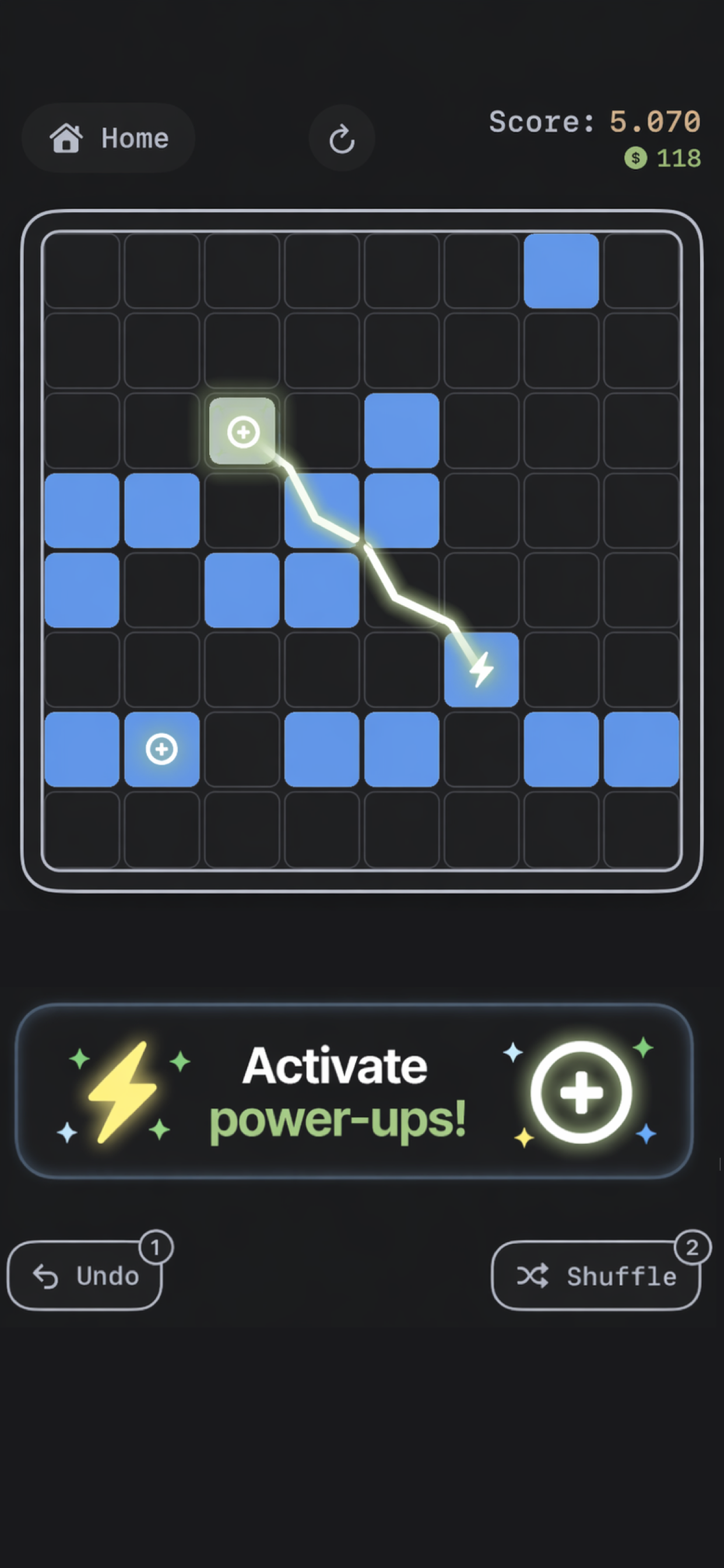 TapBlox! gameplay with an active power-up