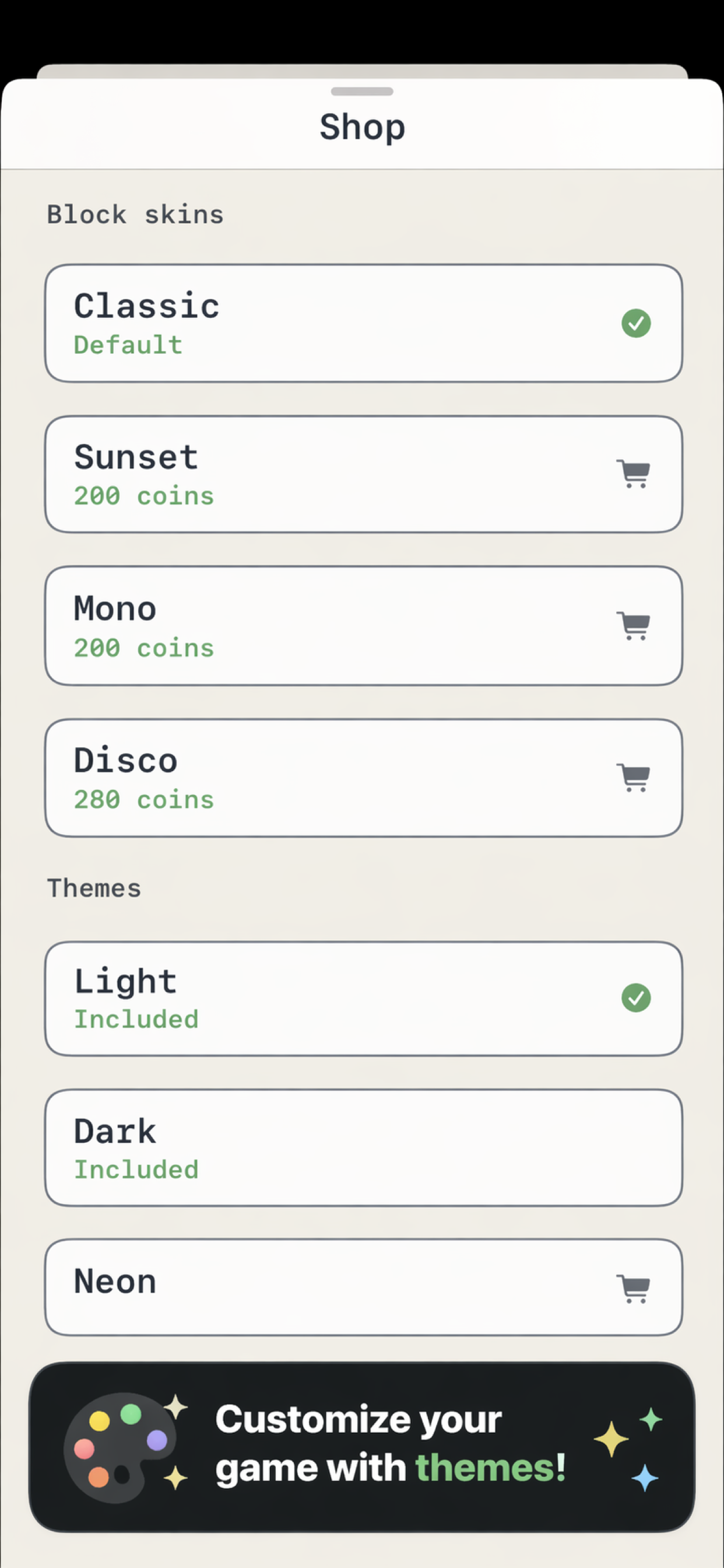 TapBlox! themes and skins